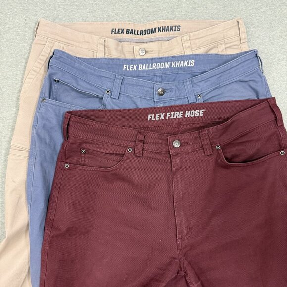 Duluth Trading Co Other - 3 Pair Lot of Men's Duluth Trading Flex Red Blue Tan Khaki Pants 36x34